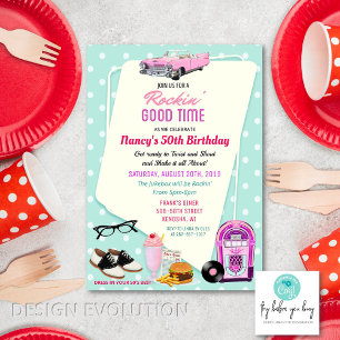 ANY AGE - 1950's Retro Diner Birthday Invitation