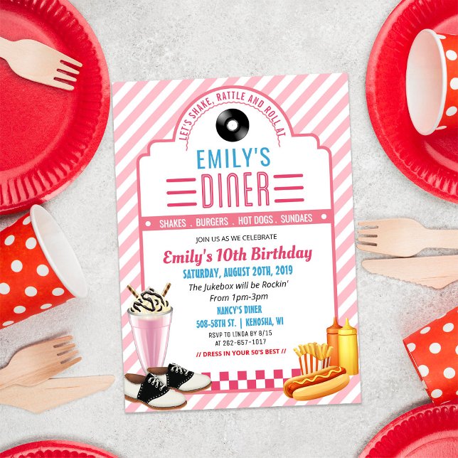 ANY AGE - 1950's Retro Diner Birthday Invitation (Creator Uploaded)