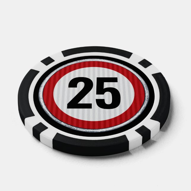 ANY AGE 25th Birthday Speed Limit Sign Poker Chips (Single)