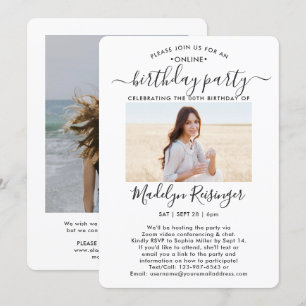 Any Age 2 Photo Virtual Online Birthday Party Invitation