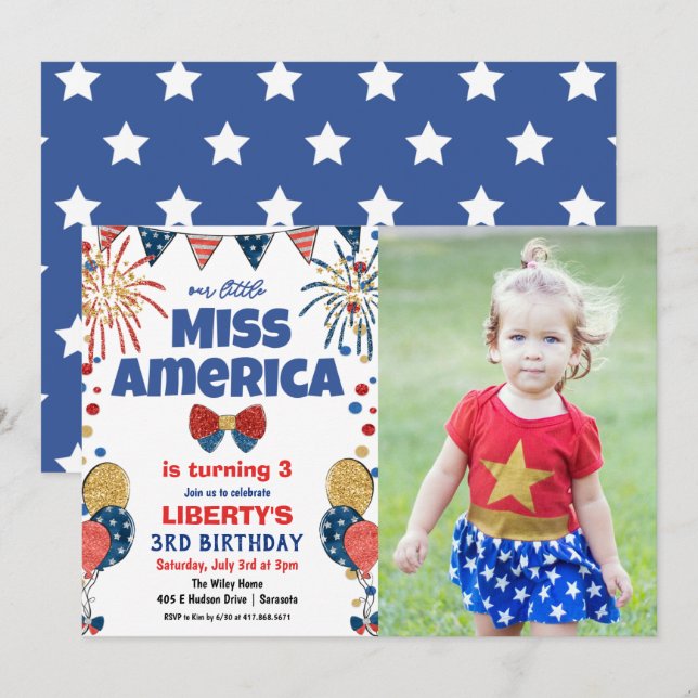 ANY AGE - 4th of July Birthday Party Invitation (Front/Back)