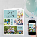 Any Age 5 Photo Collage Light Blue Custom Birthday Card<br><div class="desc">Personalised birthday card for any age. The photo template is ready for you to add 5 of your favourite photos as well as the birthday person's name and age. Inside, the card reads "wishing you a fabulous birthday" and you also have the option to add your own custom message, sign...</div>