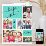 Any Age 5 Photo Collage Turquoise Custom Birthday Card<br><div class="desc">Personalized birthday card for any age. The photo template is ready for you to add 5 of your favorite photos as well as the birthday person's name and age. Inside, the card reads "wishing you a fabulous birthday" and you also have the option to add your own custom message, sign...</div>