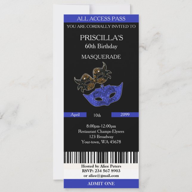 any age, 60th, Invitation Ticket Birthday Woman (Front)