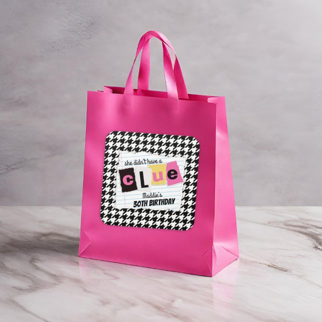 ANY AGE 90s houndstooth surprise birthday party  Square Sticker (Creator Uploaded)