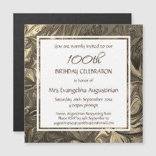 ANY AGE Abstract Beige Customisable Birthday Magnetic Invitation