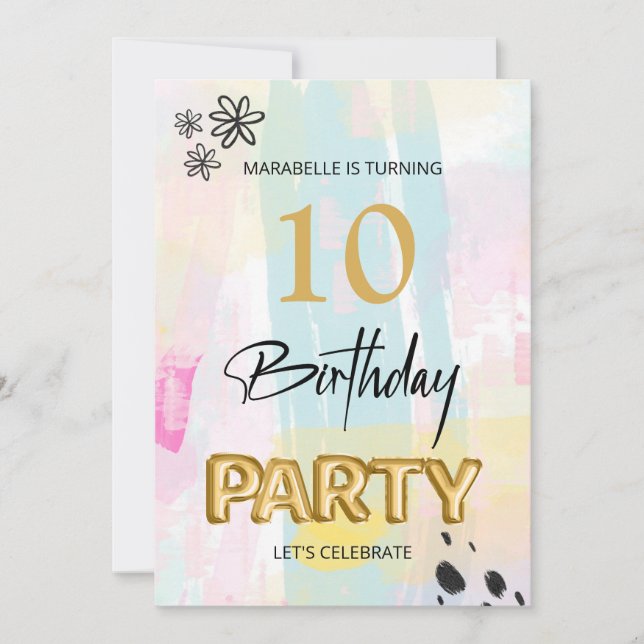 *~* ANY AGE Abstract Doodle Pastel Brush Invitation (Front)