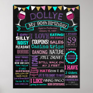 ANY AGE Adult 90th birthday party chalkboard Poster