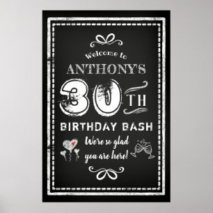 Any Age Adult Chalkboard Birthday Party Welcome Poster