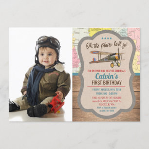 ANY AGE -  Aeroplane Photo Birthday Invitation