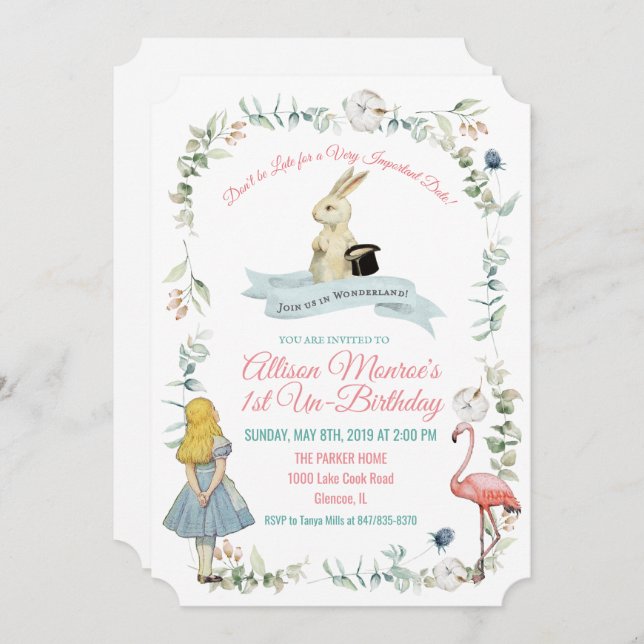 ANY AGE - Alice in Wonderland Birthday Invitation (Front/Back)
