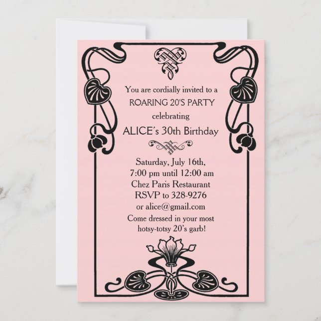Any Age,Art Deco Gatsby Style Birthday Party Invit Invitation (Front)