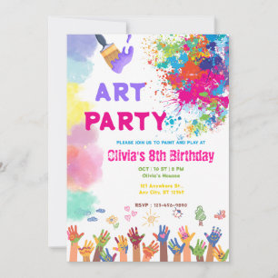 ANY AGE Art Party Paint Party Birthday  Invitation