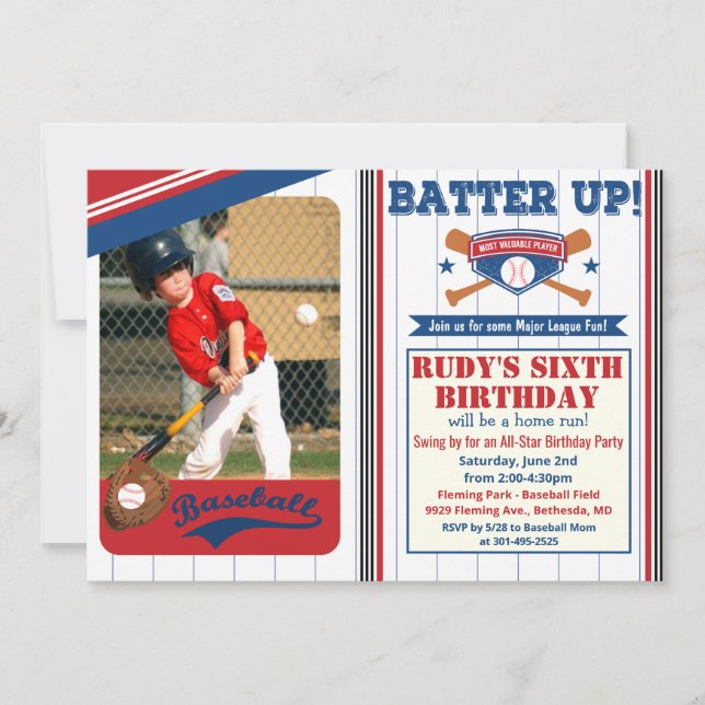 ANY AGE - Baseball Birthday Party Invitation (Front)