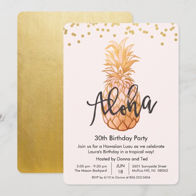 ANY AGE - Birthday Aloha Luau Party Invitation (Front/Back)