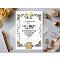 ANY AGE - Birthday Art Deco 1920s Invitation