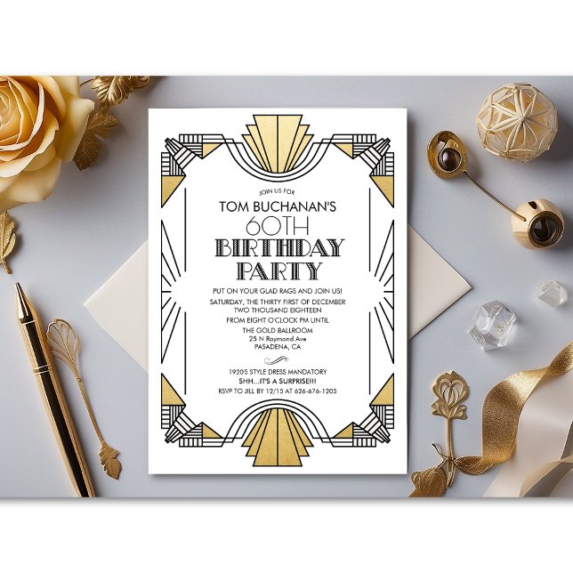 ANY AGE -  Birthday Art Deco 1920s Invitation (Creator Uploaded)