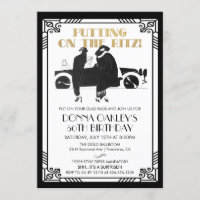ANY AGE -  Birthday Art Deco Gatsby invitation