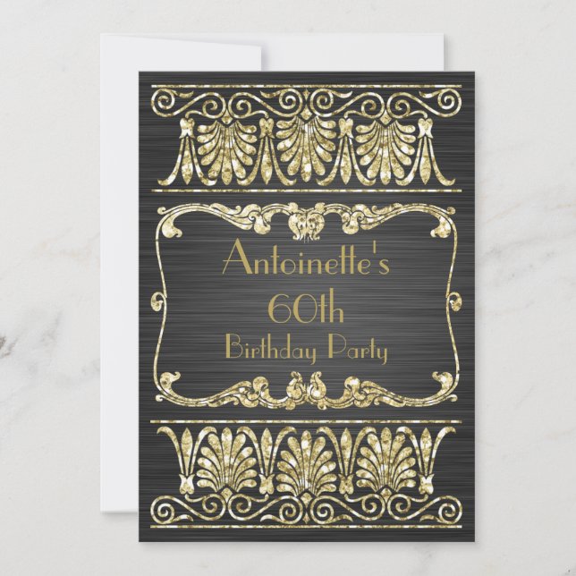 Any Age Birthday Art Deco Greek Arabesque Invitation (Front)