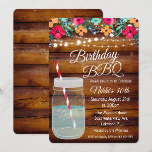 ANY AGE - Birthday BBQ Mason Jar Invitation