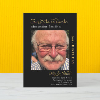 Any Age Birthday Black Invitation