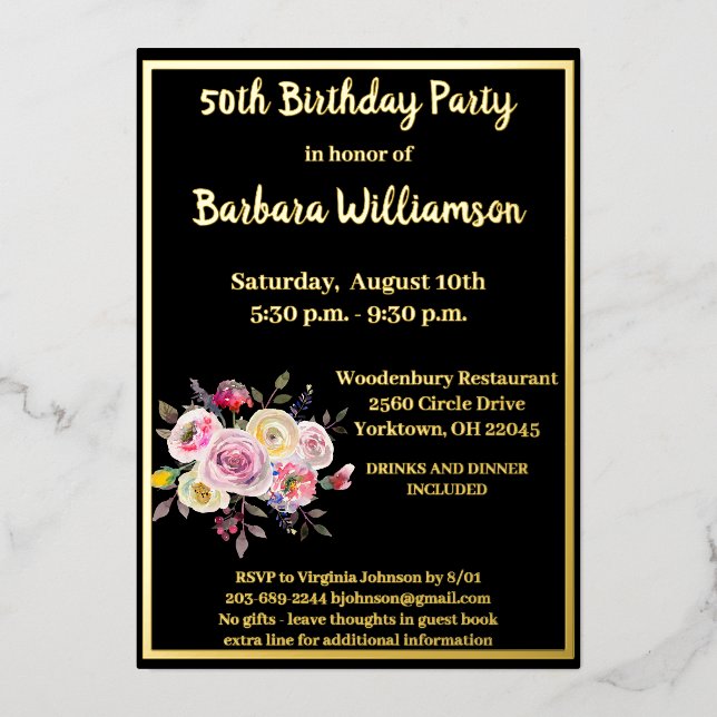 Any Age Birthday Black REAL Gold   (Front)