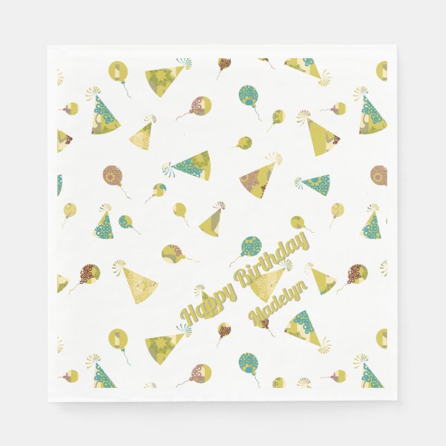 Any Age Birthday Celebration Silhouette Pattern Napkin (Front)