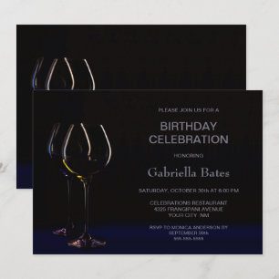 Any Age Birthday Celebration Wine Glass Invitation