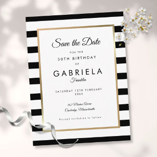 Any Age Birthday Classic Stripe Save the Date Postcard