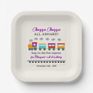 Any Age Birthday Cute Colourful Train Paper Plate