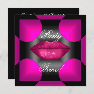 Any Age Birthday Party Abstract Pink Lips Invitation