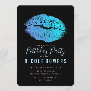 ANY AGE - Birthday Party Blue Lips Invitation