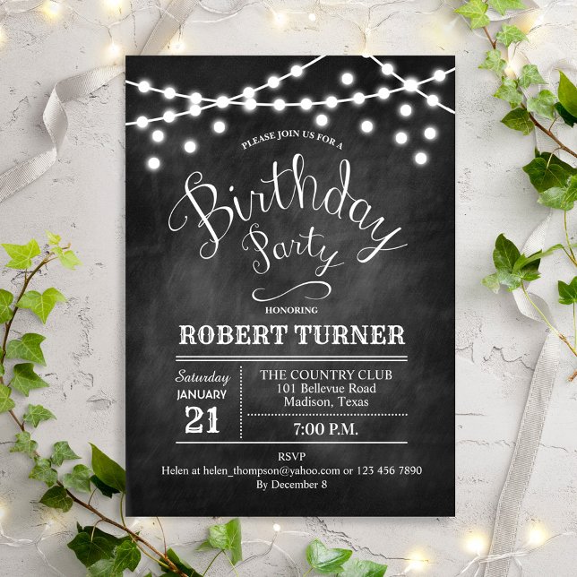 Any Age Birthday Party - Chalkboard White Invitation (Creator Uploaded)