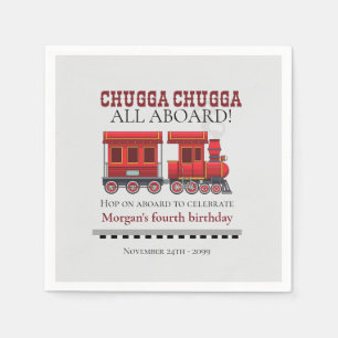 Any Age Birthday Party Cute Red Western Train Napkin
