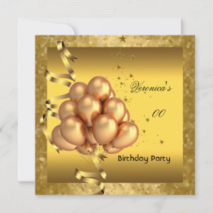 Any Age Birthday Party Elegant Gold Balloons Invitation
