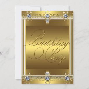 Any Age Birthday Party Elegant Gold on Gold Invitation