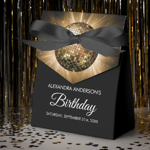Any Age Birthday Party Gold Sparkle Disco Ball Favour Box