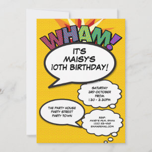 Any Age Birthday Party Modern Fun WHAM Invitation