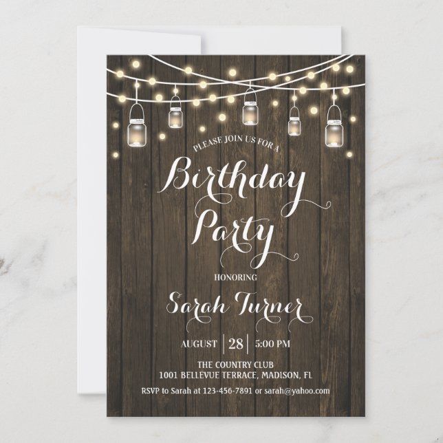 Any Age Birthday Party - Rustic Wood Invitation (Front)