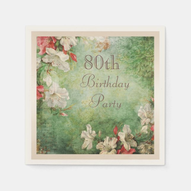 Any Age Birthday Party Shabby Chic Hibiscus Napkin (Front)