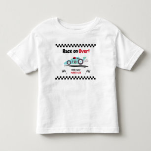 Any Age Birthday Race on Over Blue Race Car Toddler T-Shirt