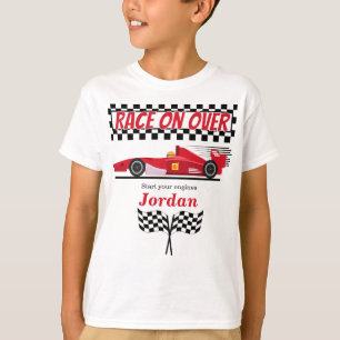 Any Age Birthday Red Formula Car Race on Over  T-Shirt