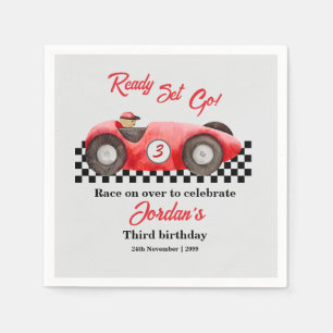Any Age Birthday Red Race Car Ready Set Go  Napkin