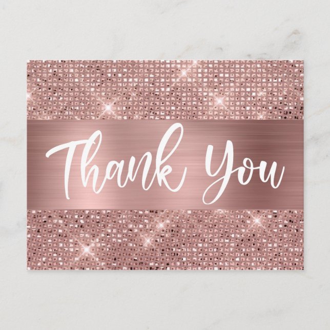 Any Age Birthday Rose Gold Thank You Postcard (Front)
