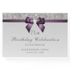 Any Age Birthday Silver Faux Sequins Purple Bow