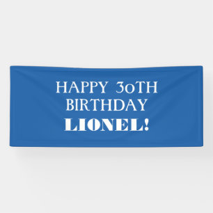 Any Age Blue White Custom Happy Birthday Banner