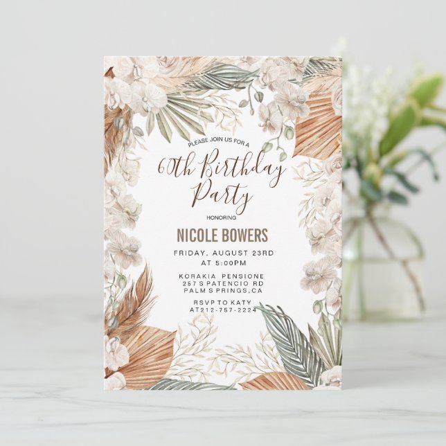 ANY AGE - Boho Floral  Birthday Invitation (Standing Front)