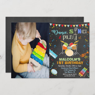 ANY AGE - Boy Music Birthday Chalk Invitation