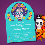 Any Age Bright Floral Sugar Skull Birthday Party   Invitation<br><div class="desc">Any Age Bright Floral Sugar Skull Birthday Party Invitation - Throw an unforgettable Dia de los Muertos themed birthday bash with these bold and vibrant sugar skull birthday invitation. Perfect for a summer birthday or fall celebration. Bright colours adorn this beautifully spooky sugar skeleton with flowers on her head. Perfect...</div>