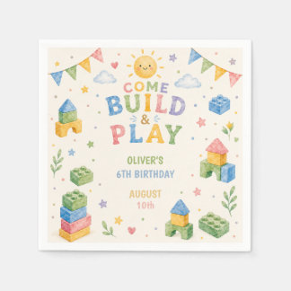 Any age, Building blocks kids birthday  Napkin